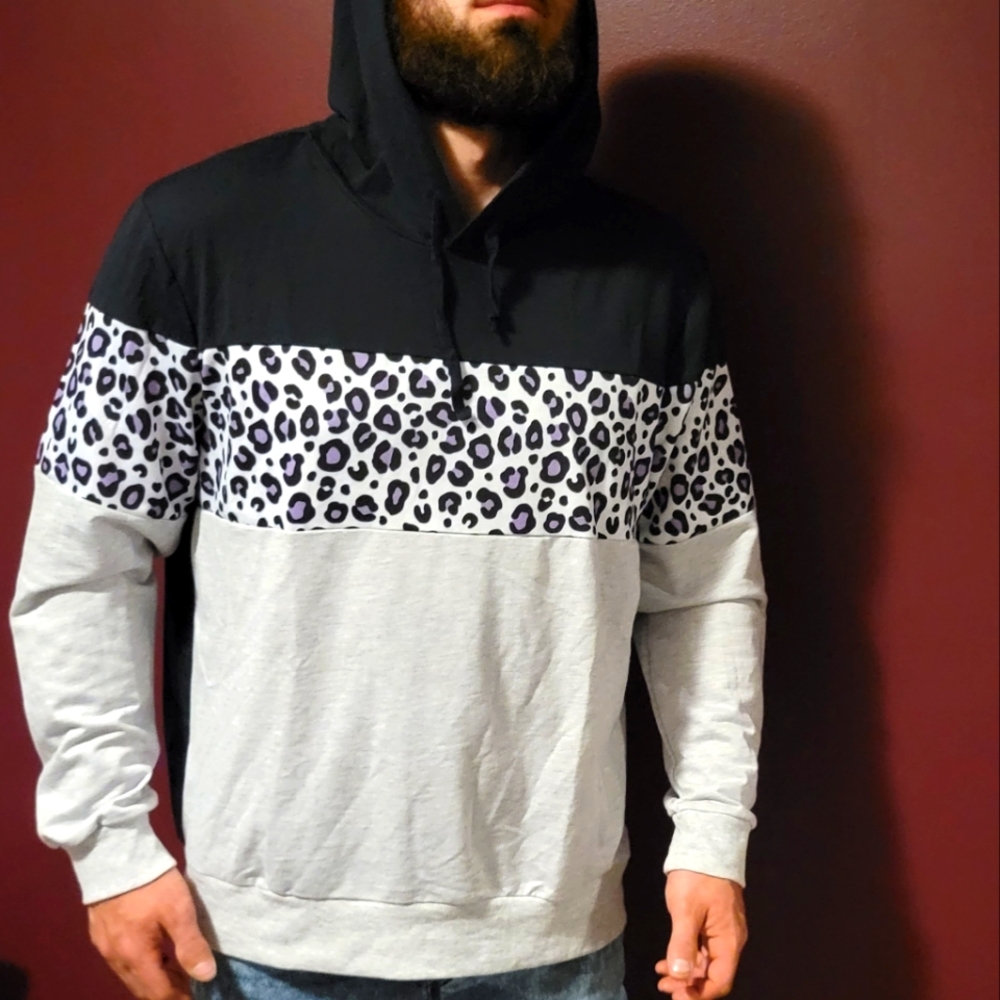 Men sweater purple cheetah